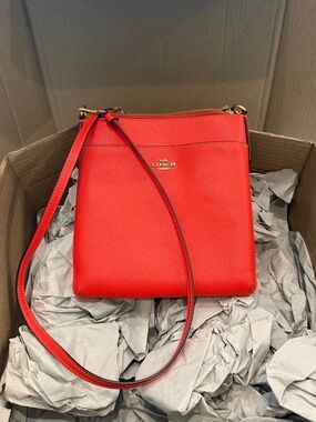 Coach Kitt Red Orange Crossbody Bag - Sleek Leather Shoulder Purse